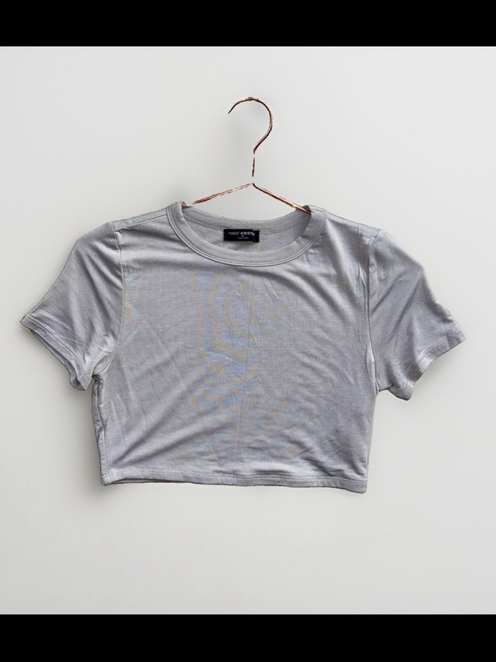 NEW Naked Wardrobe Modal Cropped Tee T-shirt Gray Women’s Soft crop top XS/M